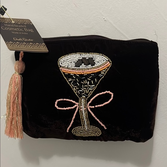 Beaded Espresso Martini Cocktail Cosmetic Bag - Picture 1 of 7
